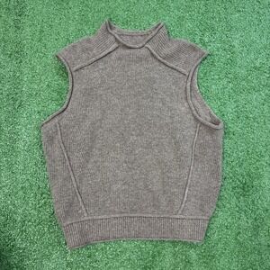 Pilcro Sweater Vest Womens Medium Gray 100% Cashmere Mock Neck Pullover Knit